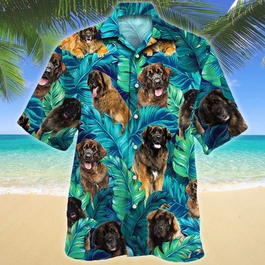 Leonberger Dog Lovers Hawaiian Style For Summertime All Printed 3D Hawaiian Shirt
