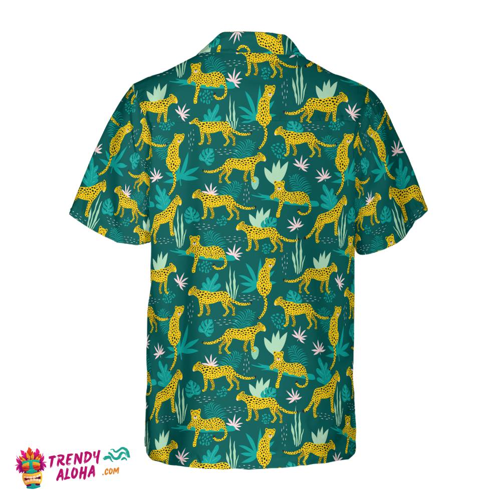 Leopards And Tropical Leaves Hawaiian Shirt