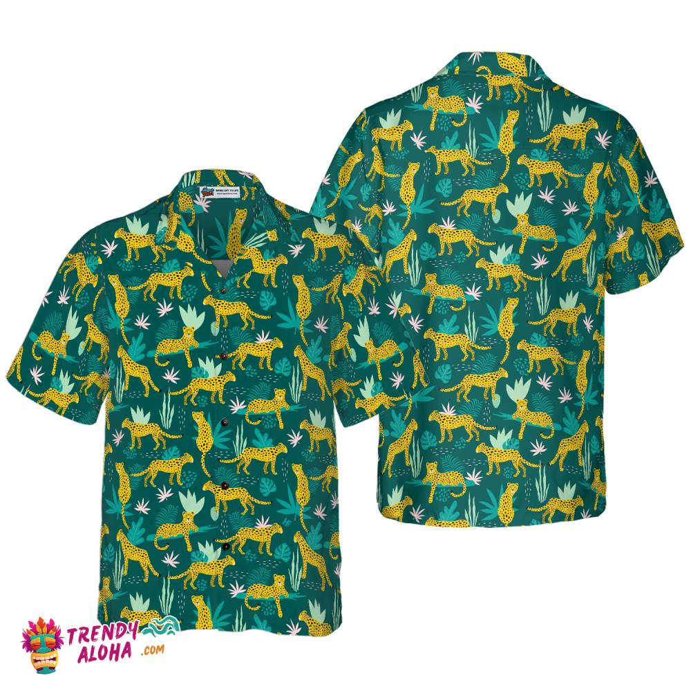 Leopards And Tropical Leaves Hawaiian Shirt Leopards And Tropical Leaves Hawaiian Shirt