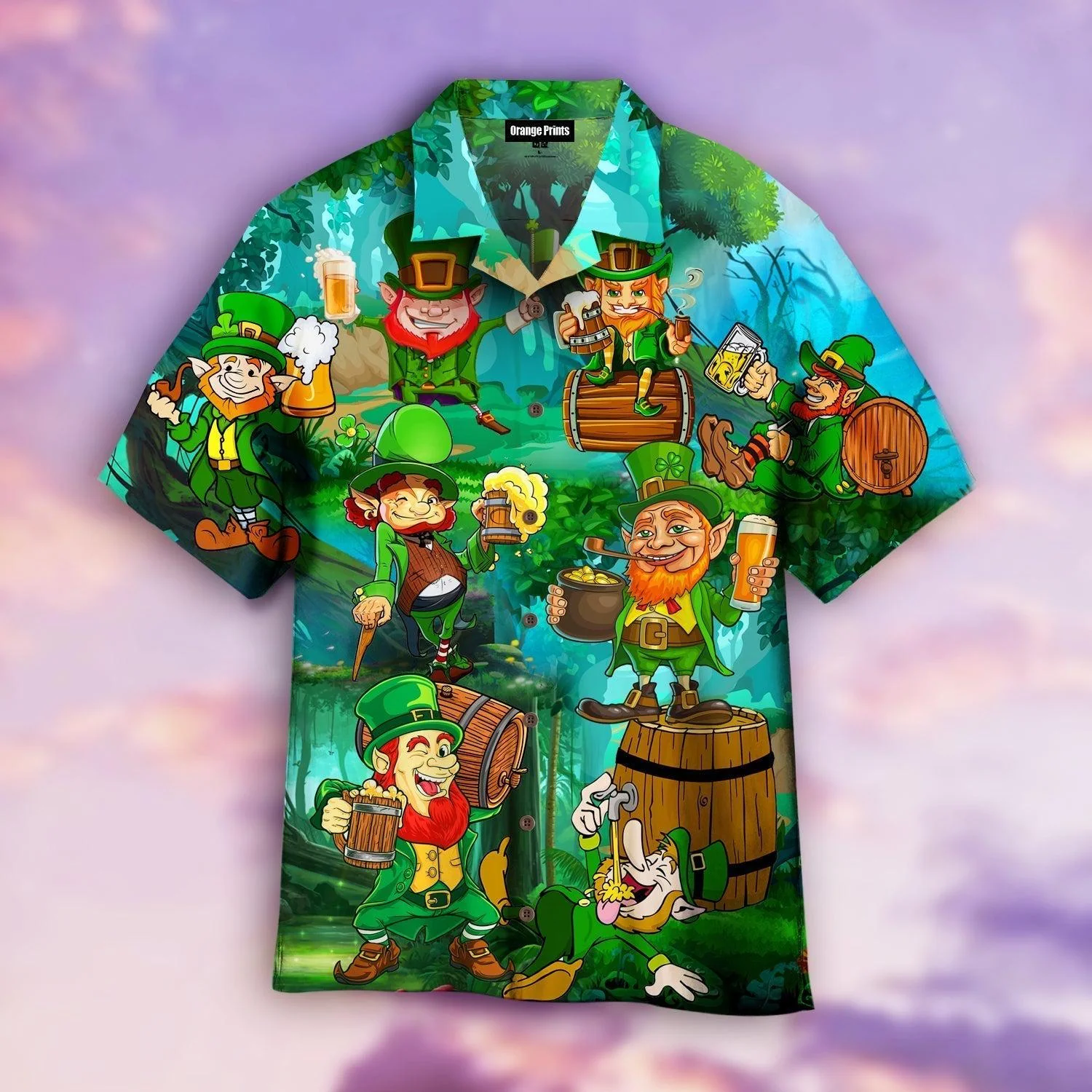 Leperchaun Drink Beer Patrick Day Trendy Hawaiian Shirt For