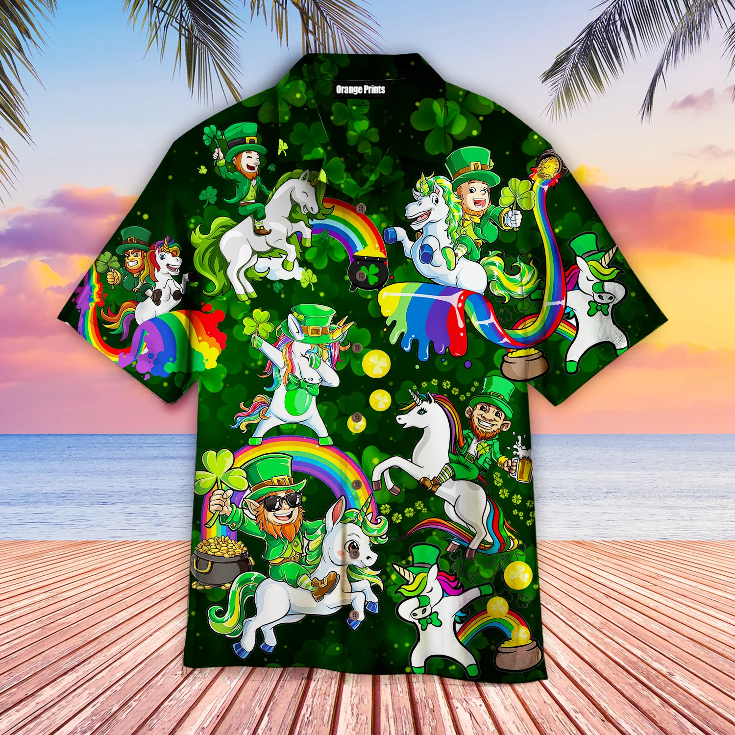 Leprechaun Ride An Unicorn St Patricks Day Trendy Hawaiian Shirt For