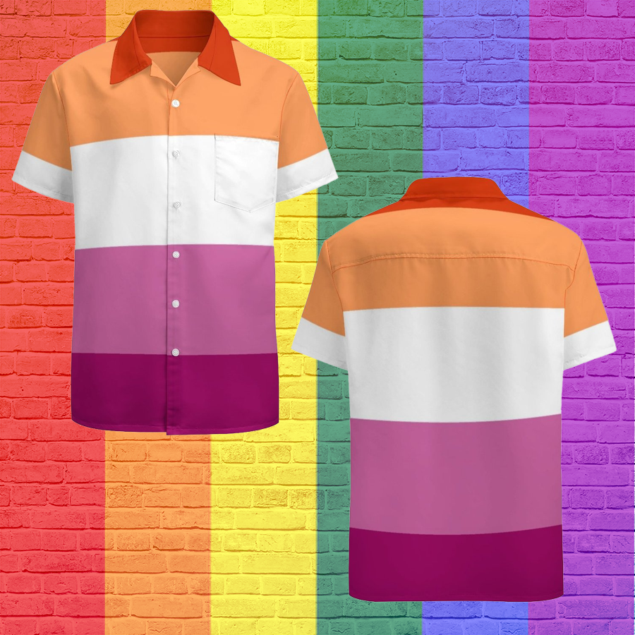 Lesbian Pride Flag Lgbtq Hawaiian Vintage Shirt Mens Button Down Plus Size
