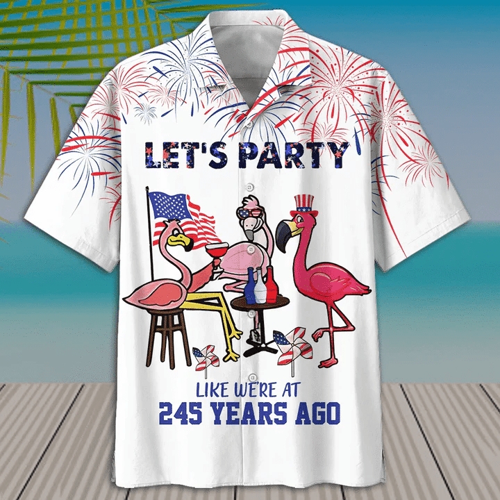 Let’s Party Flamingo American Flag Trendy Hawaiian Shirt Let’s Party Flamingo American Flag Trendy Hawaiian Shirt