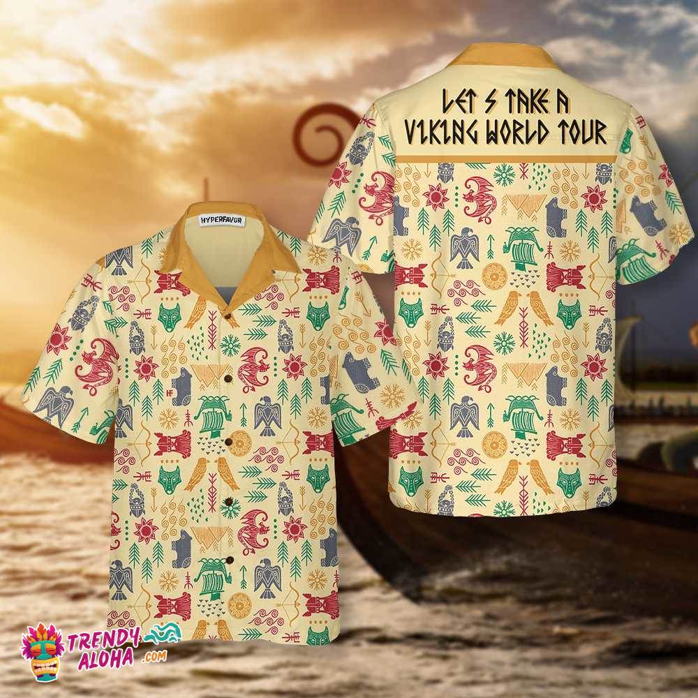Let’s Take A Viking World Tour Viking Hawaiian Shirt, Cool Ancient Pattern Viking Shirt Let’s Take A Viking World Tour Viking Hawaiian Shirt, Cool Ancient Pattern Viking Shirt