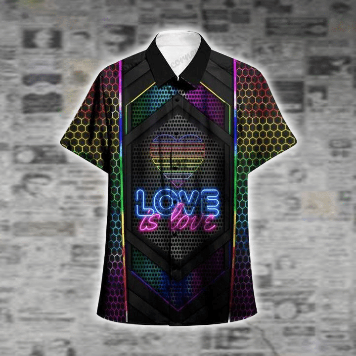 Lgbt+ Pride Love Is Love Neon Hawaiian Shirts Aloha Hawaii Shirt Aloha Shirt For Summer