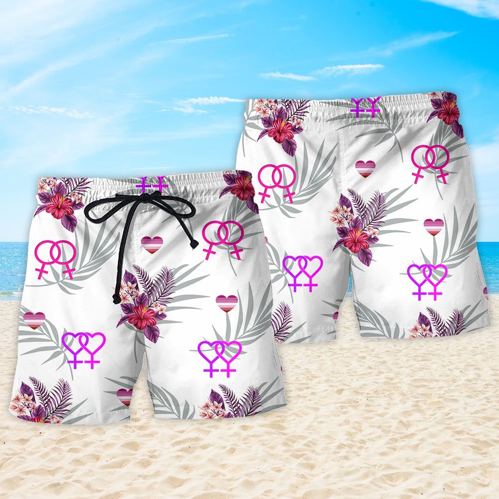 Lgbt Bisexual Tropical Leaf Trendy Aloha Hawaiian Beach Shorts
