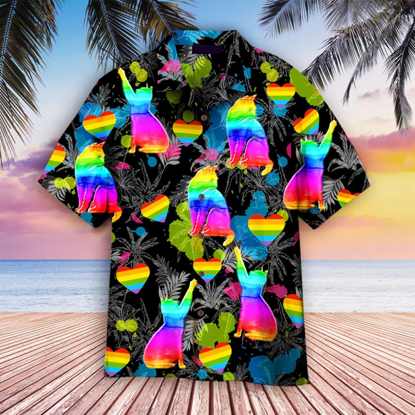 Lgbt Cat Pride Month Hawaiian Shirt, Gift For Pride Cat Lover Lgbt Cat Pride Month Hawaiian Shirt, Gift For Pride Cat Lover