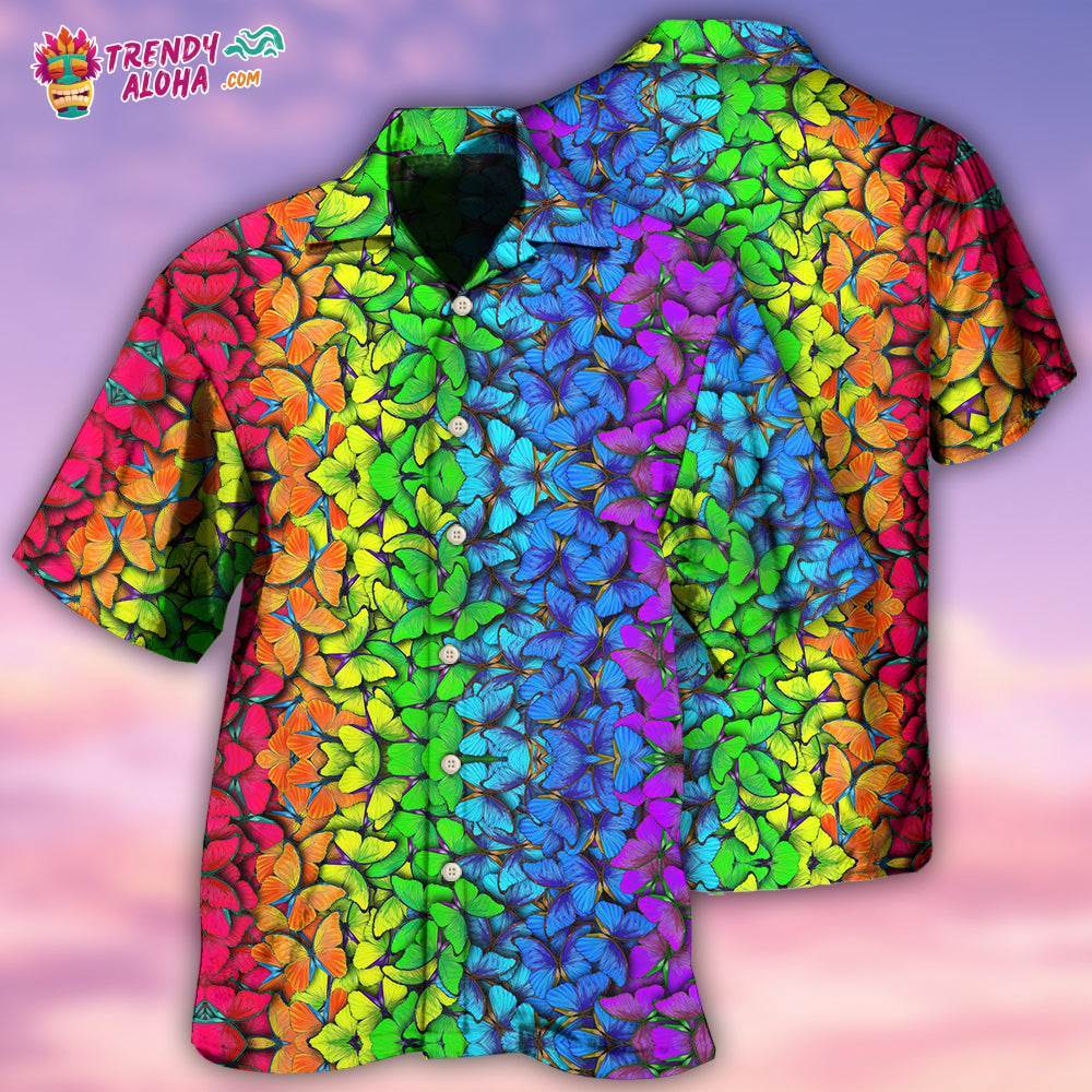 Lgbt Colorful Rainbow Butterfly Hawaiian Shirt – Trendy Aloha
