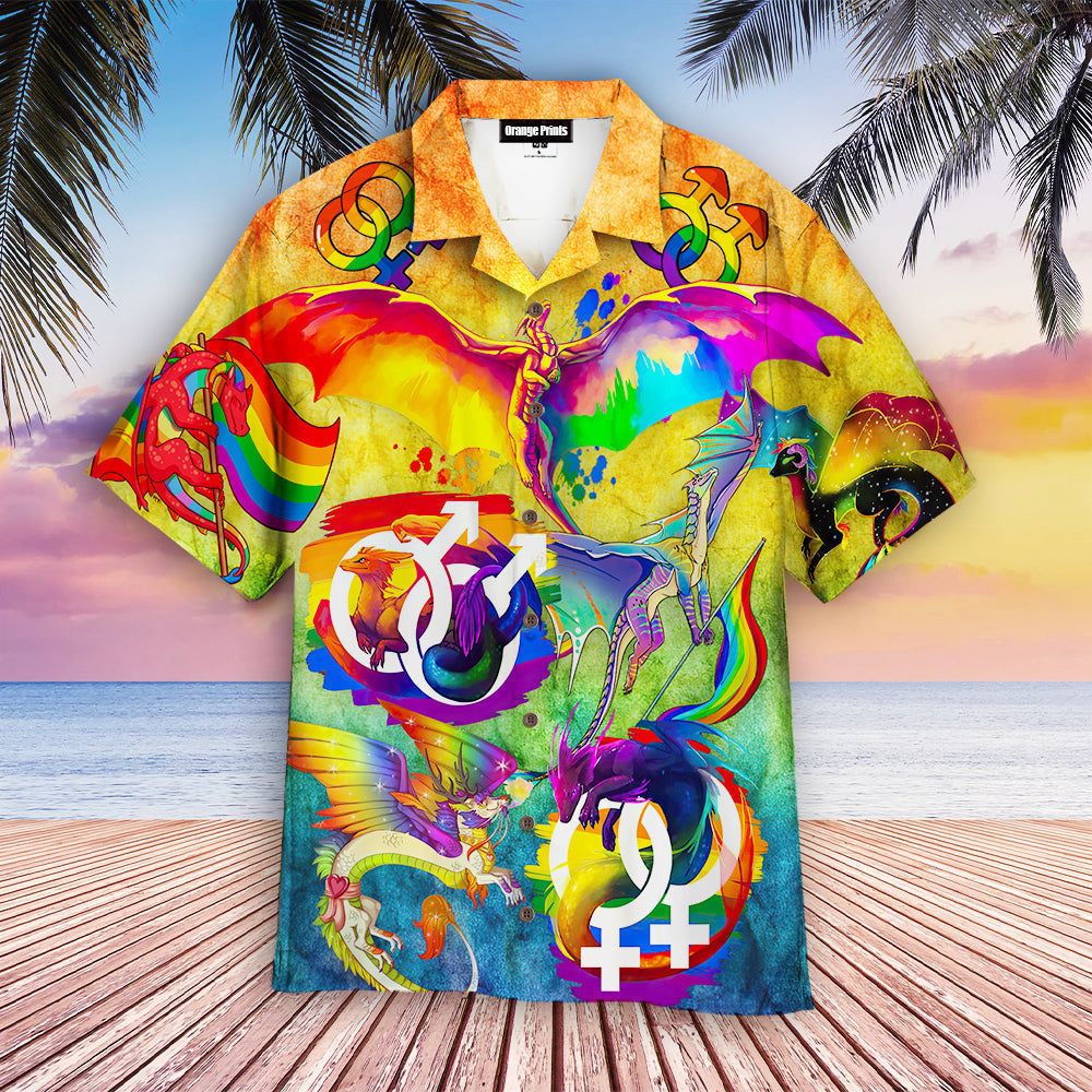 Lgbt Dragon Love Is Love Pride Month Aloha Hawaiian Shirts For Men & For Women |