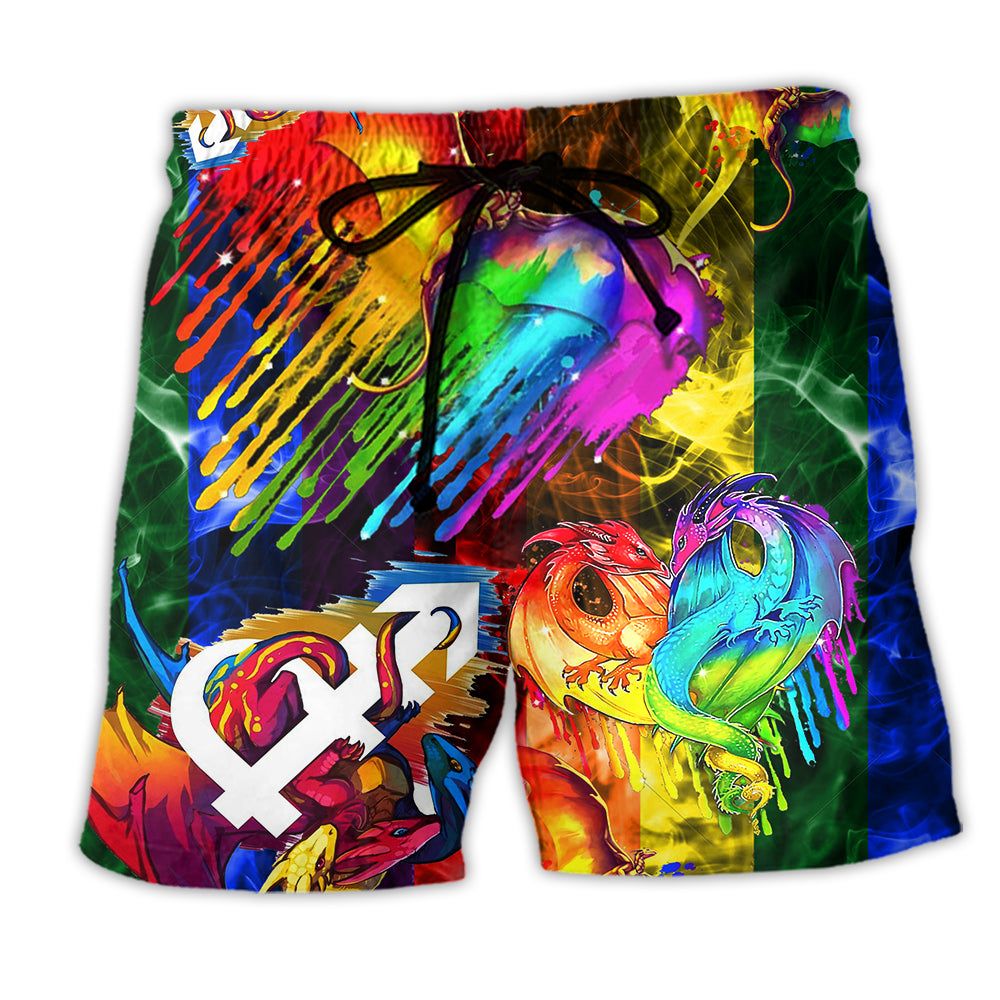 Lgbt Dragon Love Life Color Trendy Aloha Hawaiian Beach Shorts