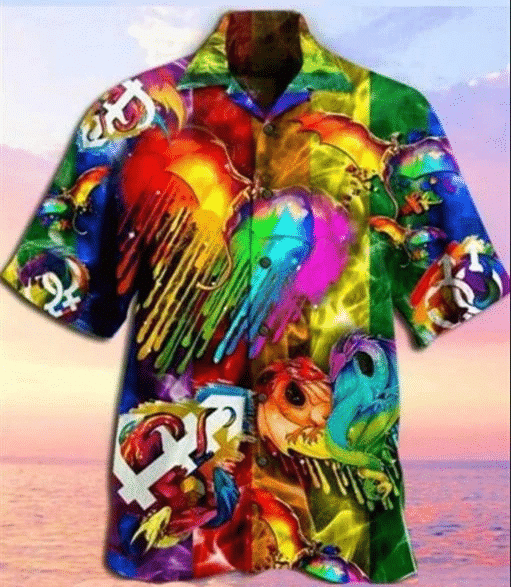 Lgbt Dragon Red Hawaiian Shirt