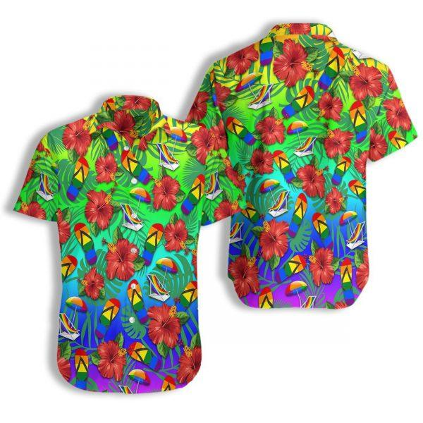 Lgbt Flower Colorful Hawaiian Shirt, Gay Hawaiian Shirts, Flower Hawaiian Shirt
