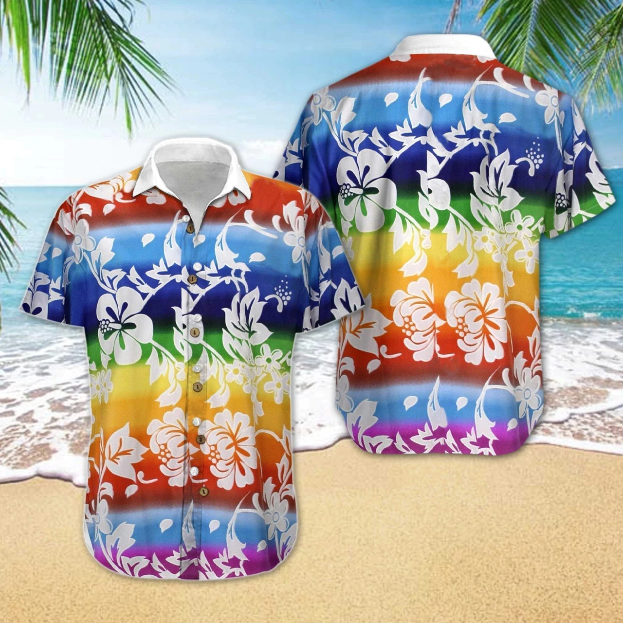 Lgbt Flower Hawaiian Shirt For Men And Women, Pride Love Is Love Rainbow Hawaiian Shirt Lgbt Flower Hawaiian Shirt For Men And Women, Pride Love Is Love Rainbow Hawaiian Shirt