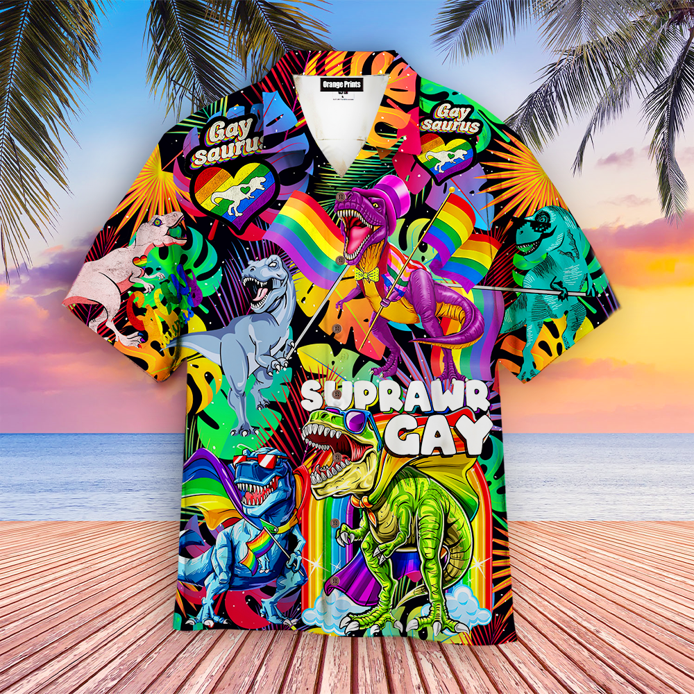 Lgbt Gay Saurus Happy Pride Month Aloha Hawaiian Shirts For Men & For Women |