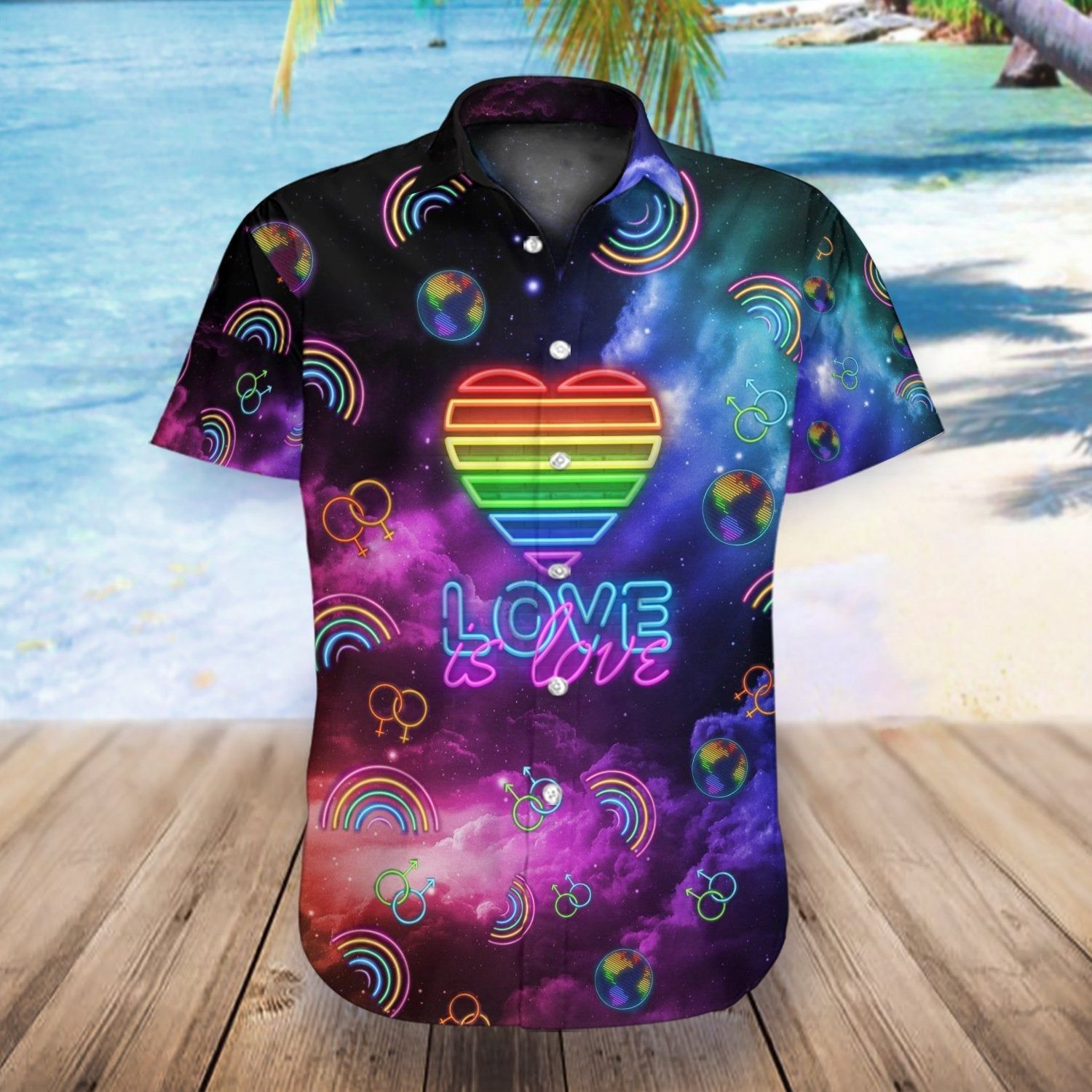 Lgbt Hawaiian Shirt Neon Lights Love Is Love Space Galaxy Hawaii Aloha Shirt Lgbt Hawaiian Shirt Neon Lights Love Is Love Space Galaxy Hawaii Aloha Shirt