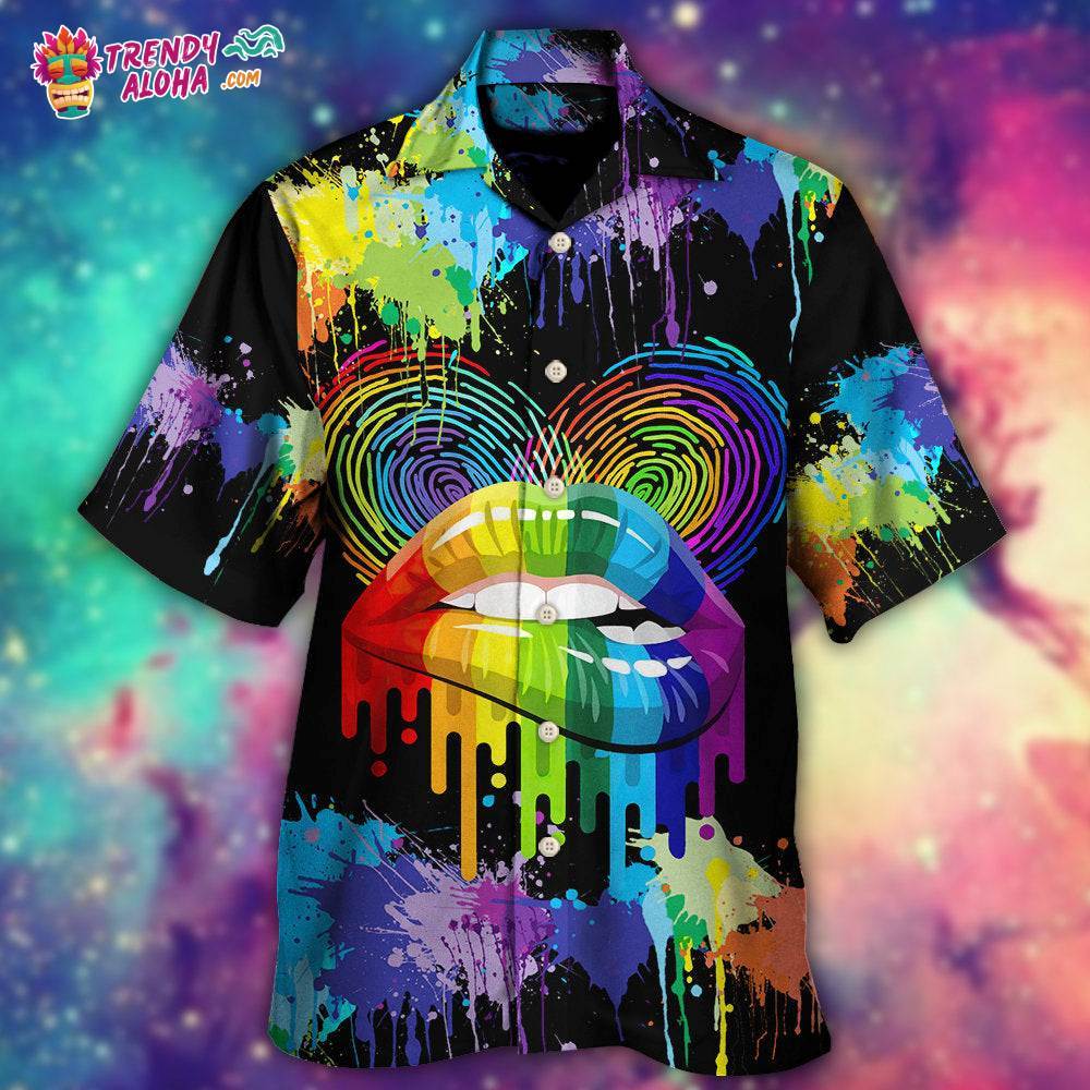 Lgbt Lips The Color Of Happiness Hawaiian Shirt – Trendy Aloha