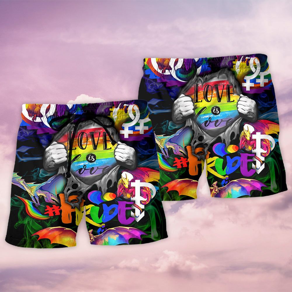 Lgbt Love Is Love Pride Love And Love Trendy Aloha Hawaiian Beach Shorts