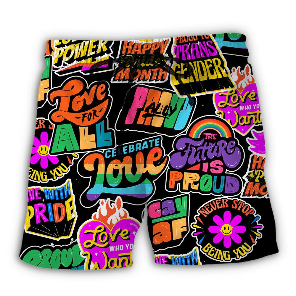 Lgbt Love Is Love Pride Month Trendy Aloha Hawaiian Beach Shorts