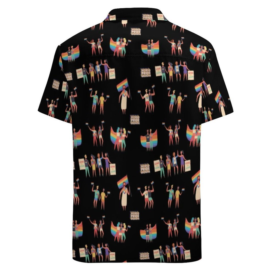 Lgbt Pride Month Pattern Hawaiian Vintage Shirt Button Down Plus Size Tropical Hawaii Beach Shirts