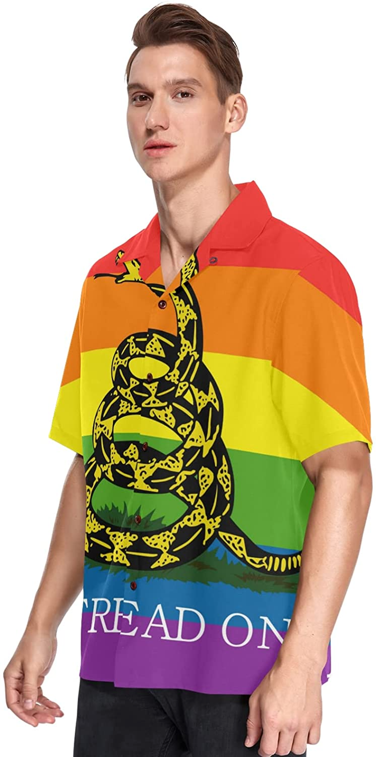Lgbt Rainbow Rattlesnake Men’s Hawaiian Shirt Short Sleeves