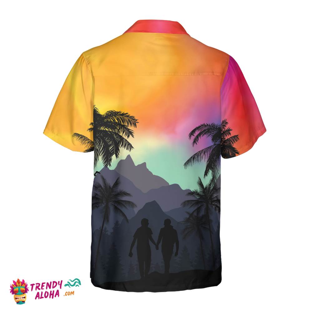 Lgbt Sunset With Heart Hawaiian Shirt