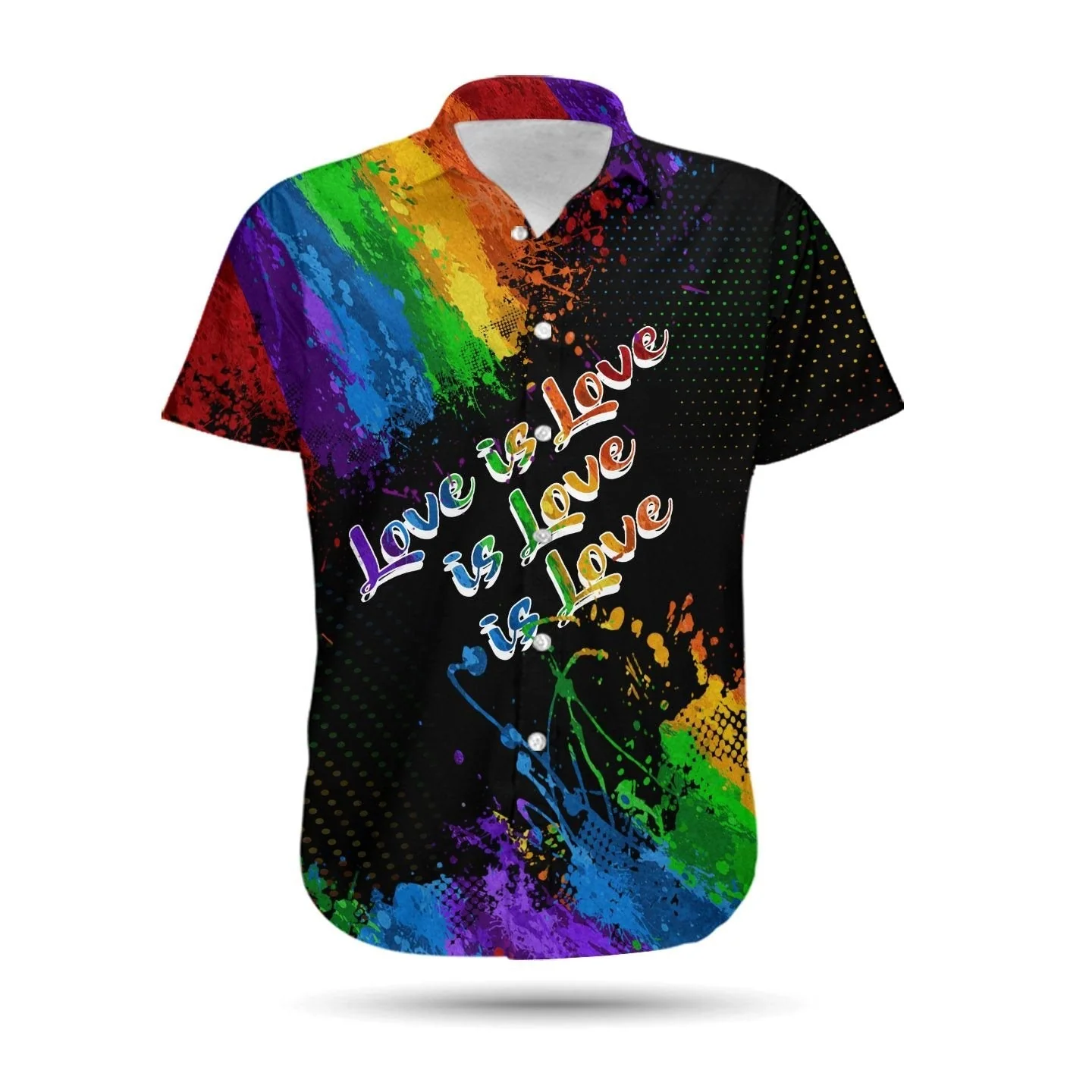 Lgbt Trendy Hawaiian Shirt Love Is Love Pride Month Rainbow Watercolor Black Hawaii Aloha Shirt
