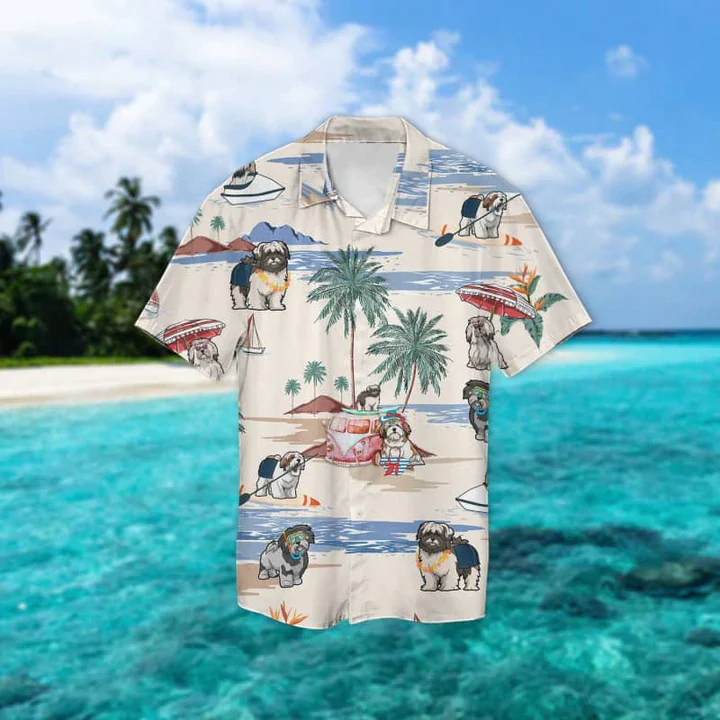 Lhasa Apso Summer Beach Trendy Hawaiian Shirt, Trendy Hawaiian Shirts For Men Women Short Sleeve Aloha Beach Shirt