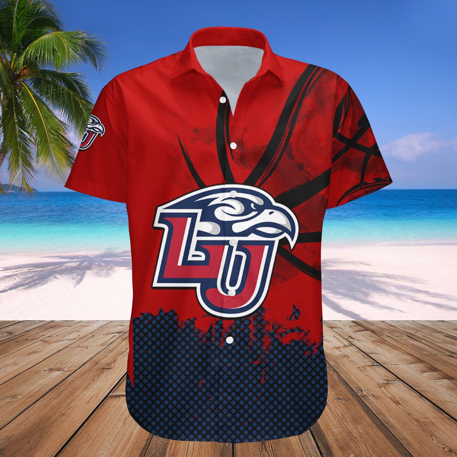 Liberty Flames Hawaii Shirt Basketball Net Grunge Pattern – NCAA