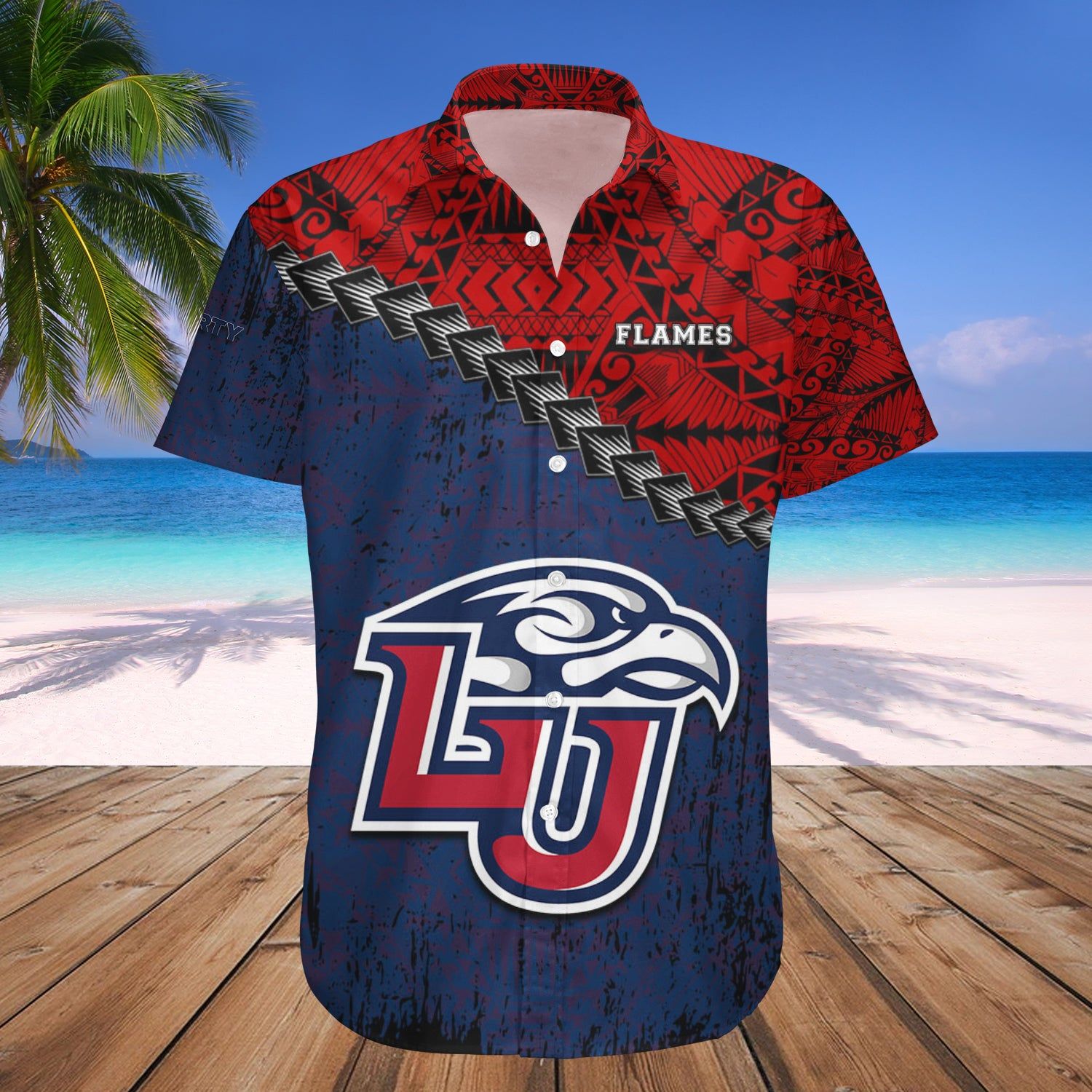 Liberty Flames Hawaii Shirt Grunge Polynesian Tattoo – NCAA