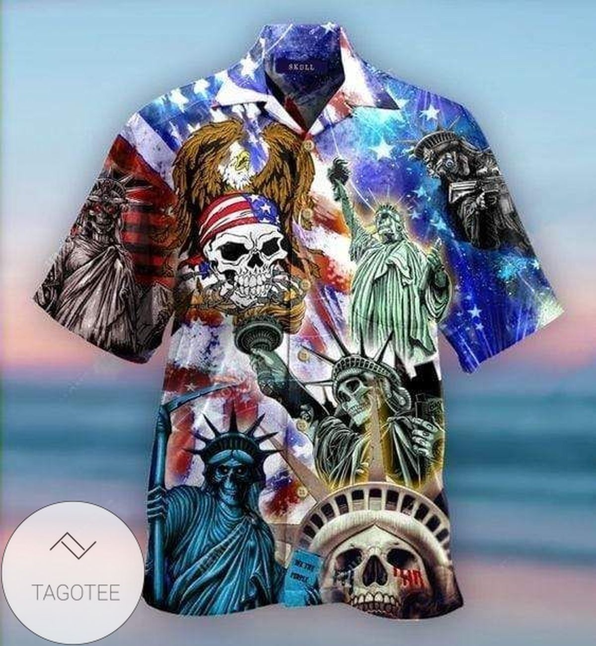 Liberty Skull Design Elegance Hawaiian Shirt Unique Tropical Collection