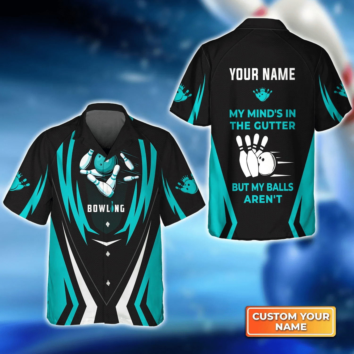 Light Blue Bowling My Mind’s In The Gutter Trendy Hawaiian Shirt, Bowling Trendy Hawaiian Shirt For Men, Women, Bowling Team Shirt