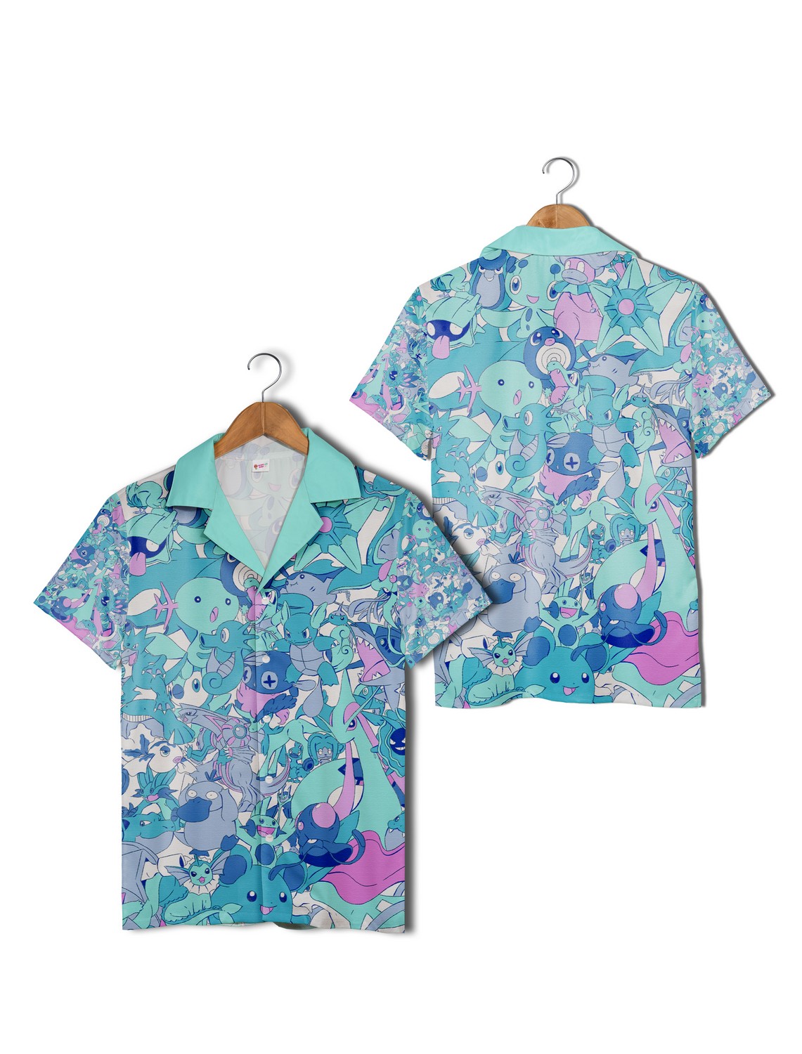 Light Blue Pokemon Characters Hawaiian Shirt Cute Colorful Tropical Shirt Summer Vacation Unisex Fit