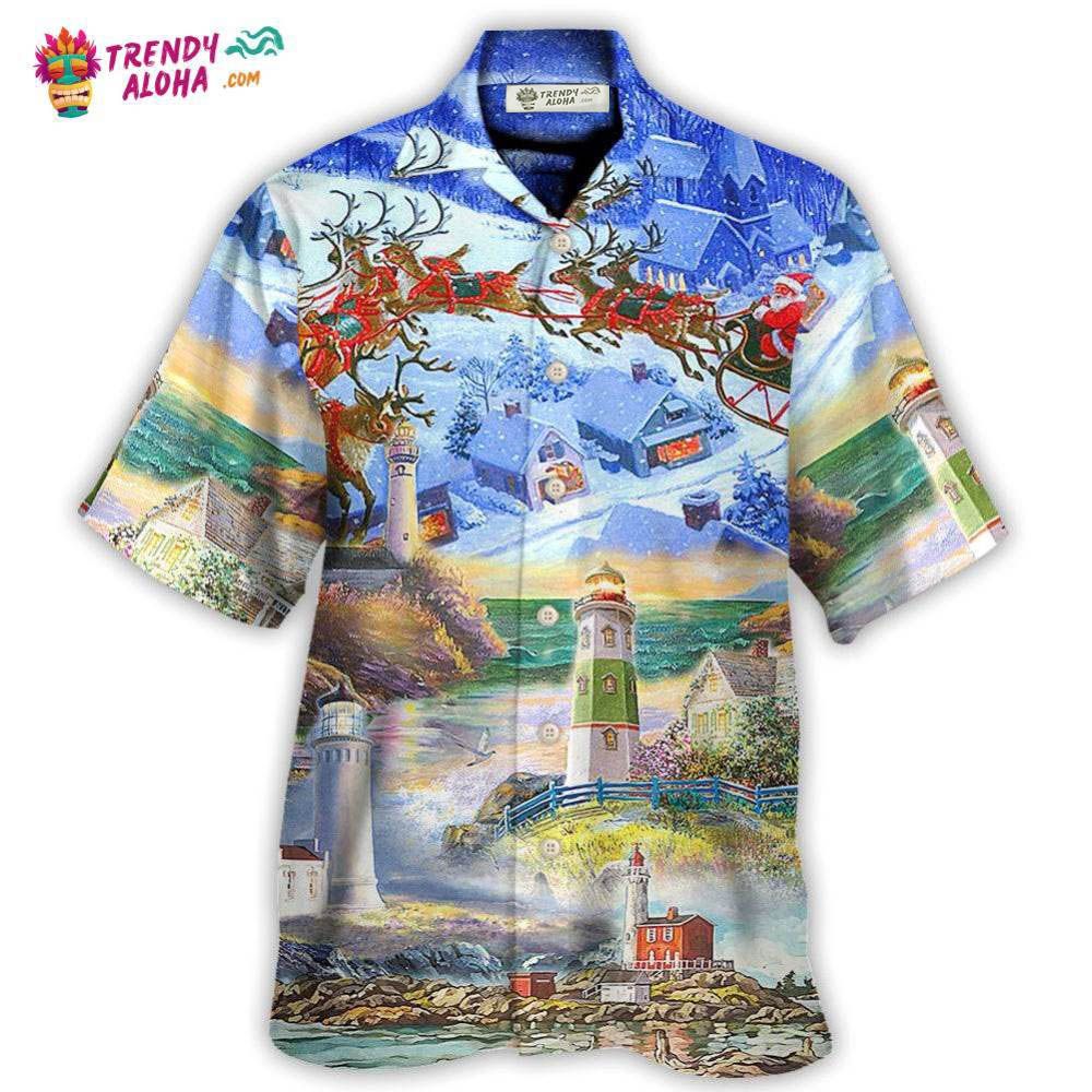 Lighthouse Christmas Santa Be A Lighthouse Hawaiian Shirt – Trendy Aloha