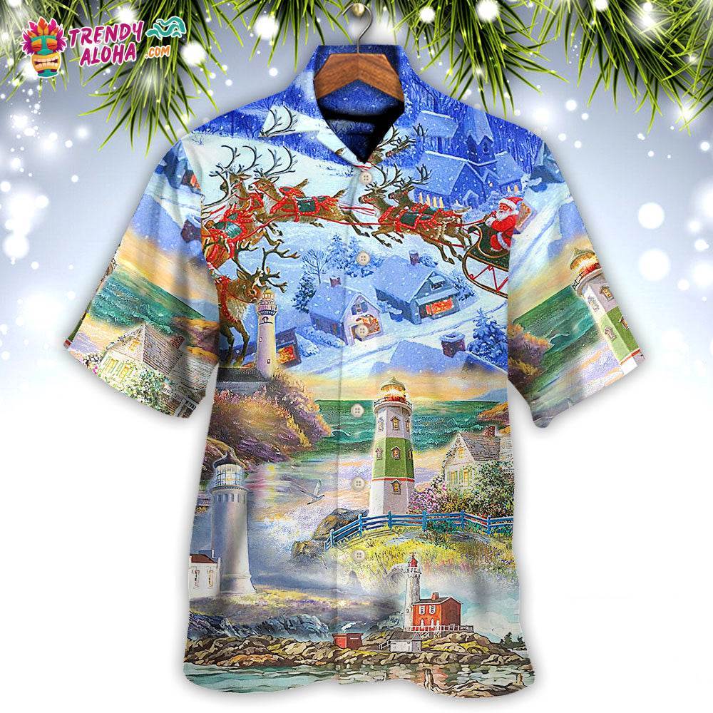 Lighthouse Christmas Santa Be A Lighthouse Hawaiian Shirt – Trendy Aloha