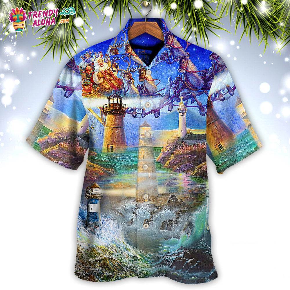 Lighthouse Christmas Shine Your Light In Storm And Darkness Hawaiian Shirt – Trendy Aloha