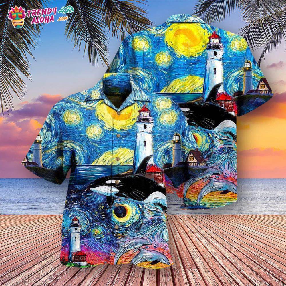 Lighthouse Finding Light In A Starry Night Hawaiian Shirt – Trendy Aloha