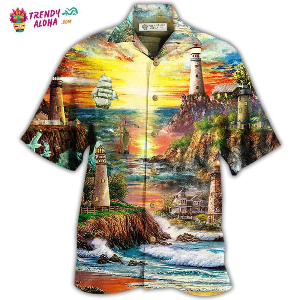 Lighthouse Love Ocean Hawaiian Shirt – Trendy Aloha