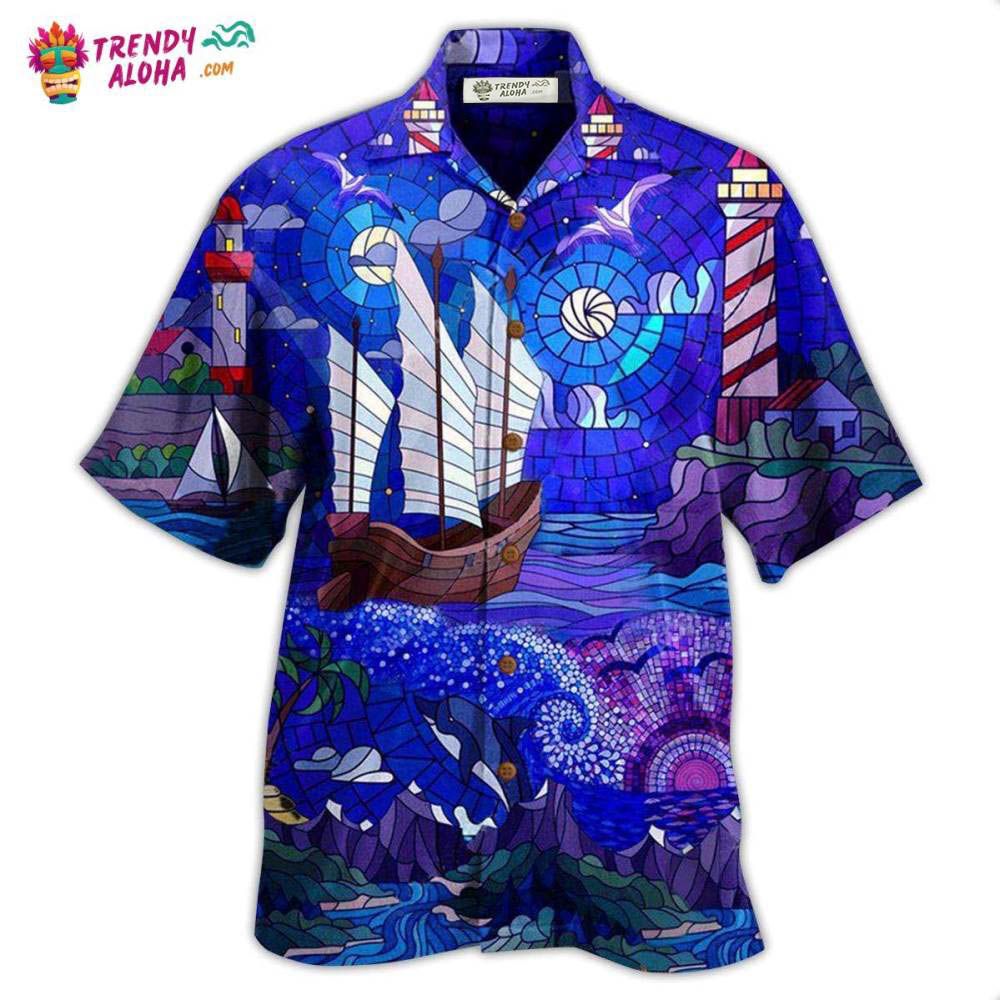 Lighthouse Stained Glass Hawaiian Shirt – Trendy Aloha Lighthouse Stained Glass Hawaiian Shirt – Trendy Aloha