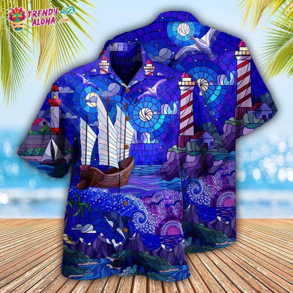 Lighthouse Stained Glass Hawaiian Shirt – Trendy Aloha