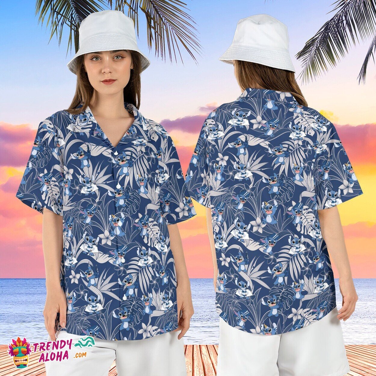 Lilo & Stitch Seamless Tropical Vacation Disneyland Aloha Shirt