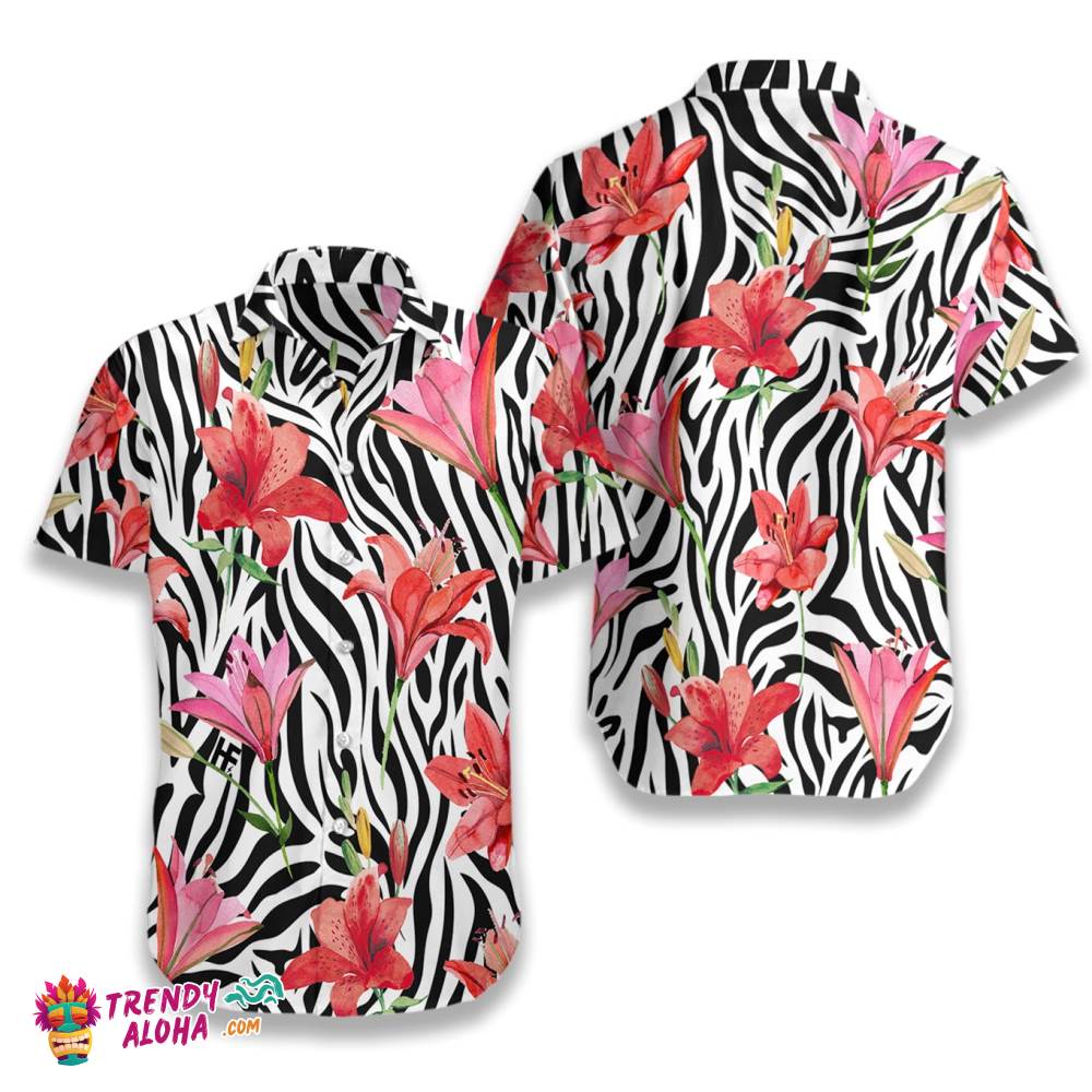 Lily Zebra Watercolor Painting Art Hawaiian Shirt Lily Zebra Watercolor Painting Art Hawaiian Shirt