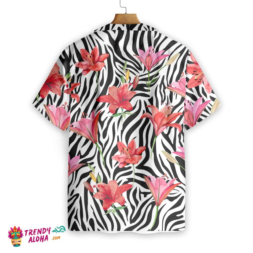 Lily Zebra Watercolor Painting Art Hawaiian Shirt