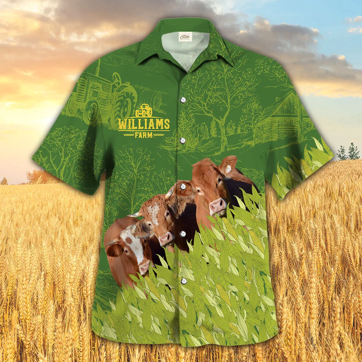 Limousin Farm Corn Pattern Trendy Hawaiian Shirt, Cow Trendy Hawaiian Shirt, Summer Trendy Hawaiian Shirt For Men And Women Limousin Farm Corn Pattern Trendy Hawaiian Shirt, Cow Trendy Hawaiian Shirt, Summer Trendy Hawaiian Shirt For Men And Women