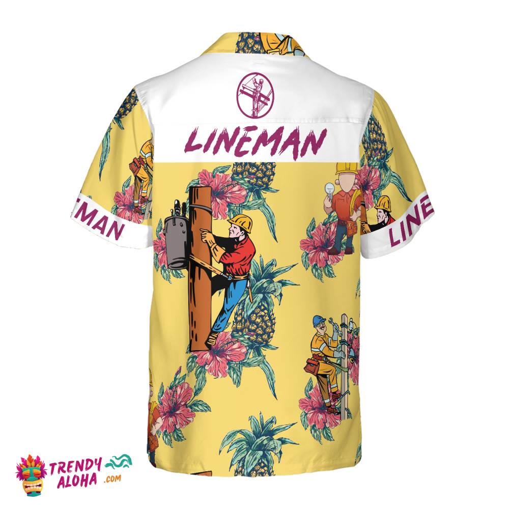 Lineman Pineapple Seamless Pattern Hawaiian Shirt