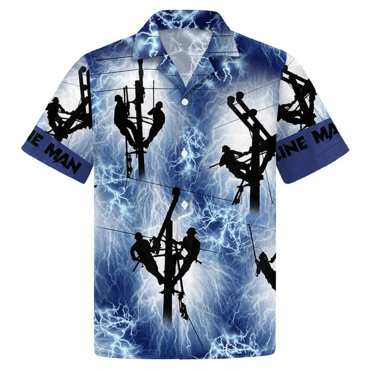 Lineman Red Thunder Storm Trendy Hawaiian Shirt, Aloha Trendy Hawaiian Shirt