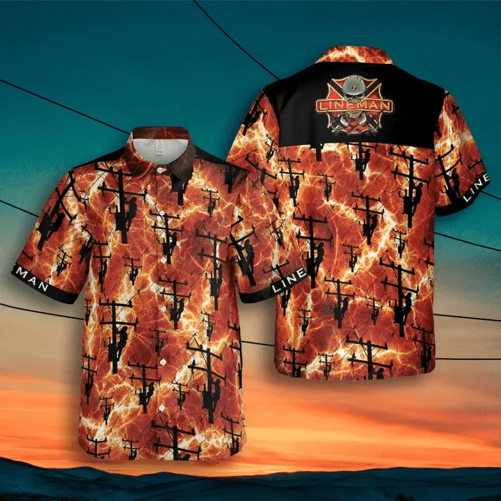 Lineman Red Trendy Hawaiian Shirt