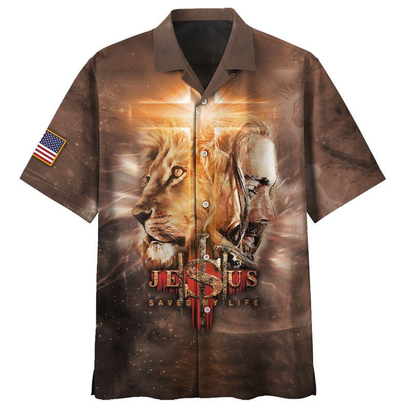 Lion And Jesus Brown Aloha Hawaiian Shirts For Men And Women