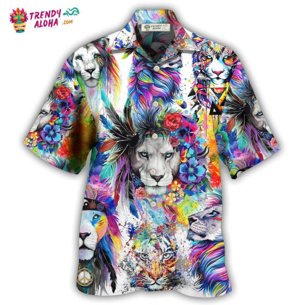 Lion Colorful Painting Hawaiian Shirt – Trendy Aloha Lion Colorful Painting Hawaiian Shirt – Trendy Aloha