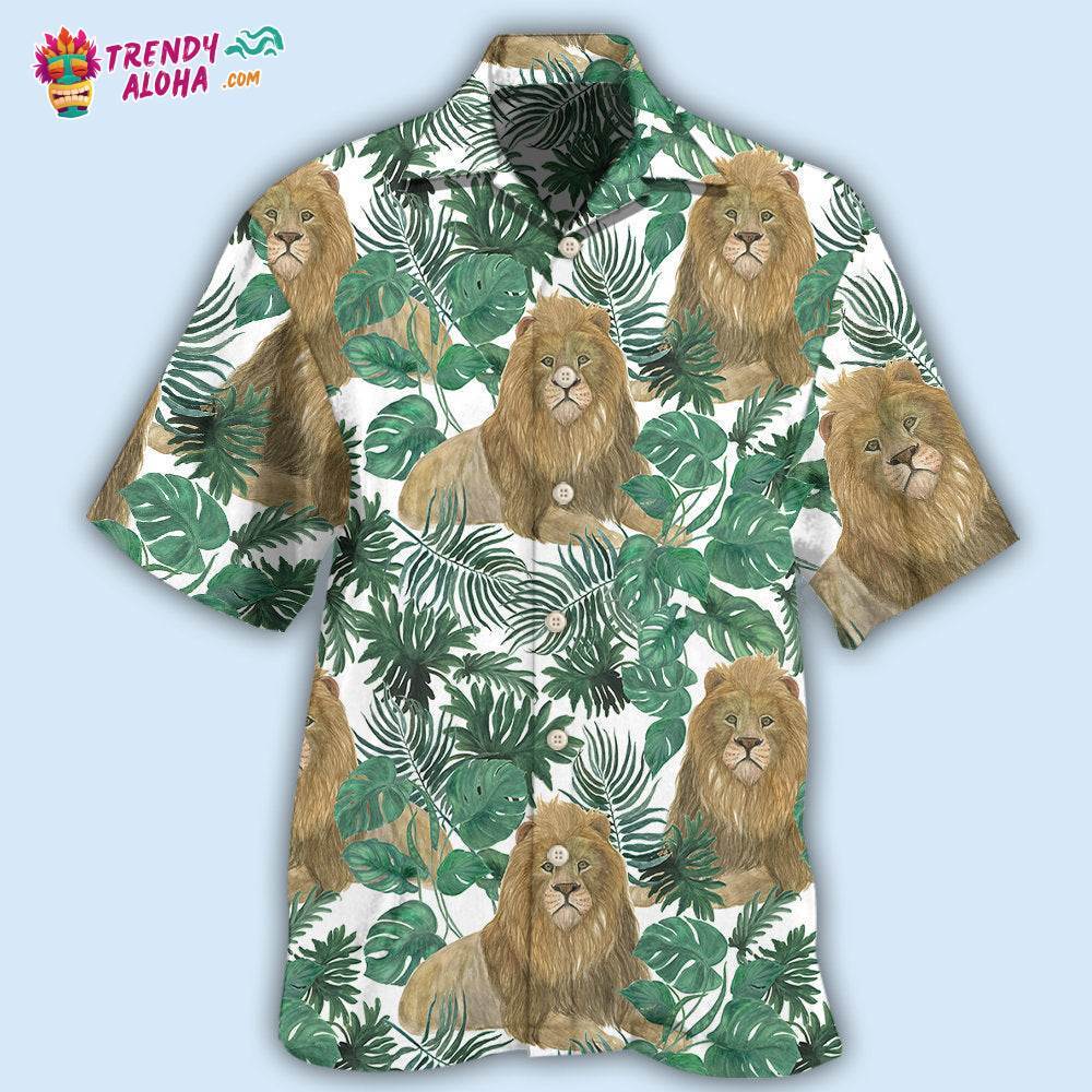 Lion So Cute Style With Tropical Leaf Hawaiian Shirt – Trendy Aloha