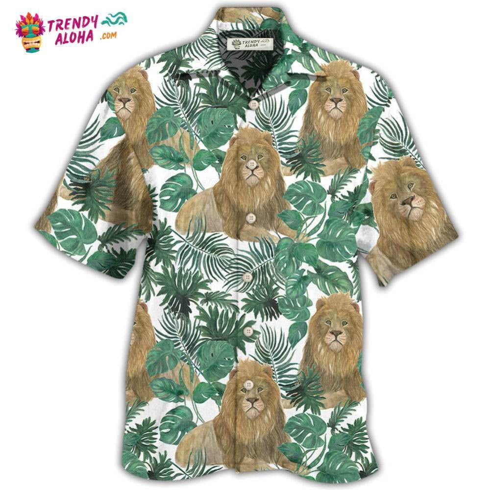 Lion So Cute Style With Tropical Leaf Hawaiian Shirt – Trendy Aloha Lion So Cute Style With Tropical Leaf Hawaiian Shirt – Trendy Aloha